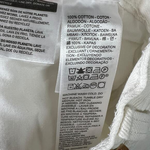 Levi’s High Waisted Mom Shorts Jean Denim White Distressed Frayed Cut Off 34 - Picture 6 of 7